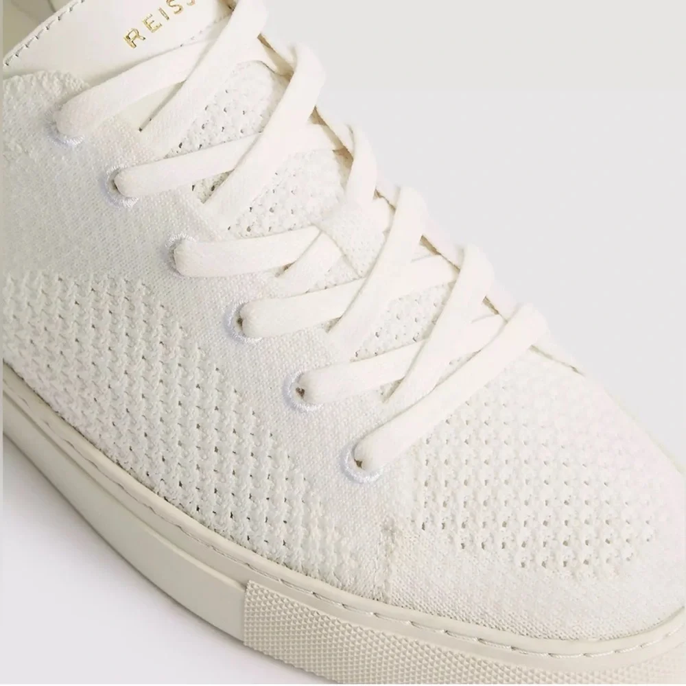 Reiss NEW Brackley Knit Off White Sneakers Size 6 - Picture 3 of 9